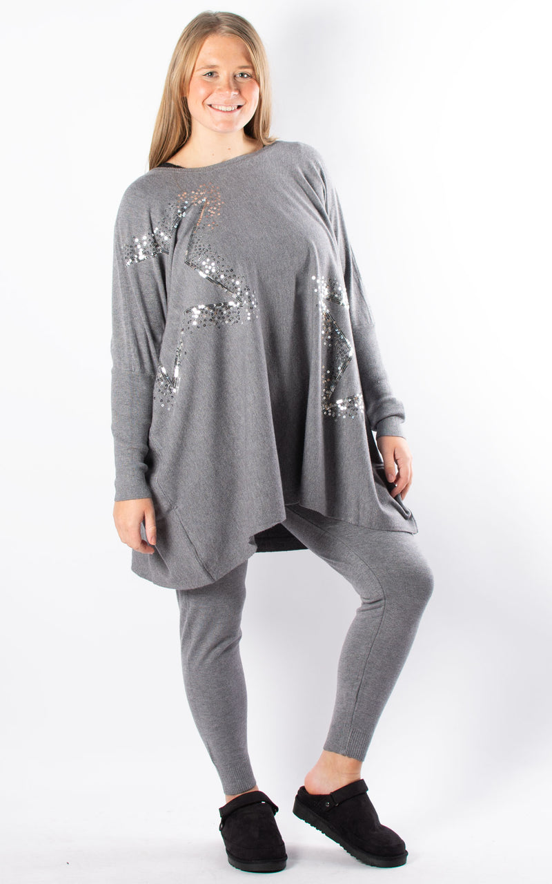 Sequin Star Lounge Set | Grey