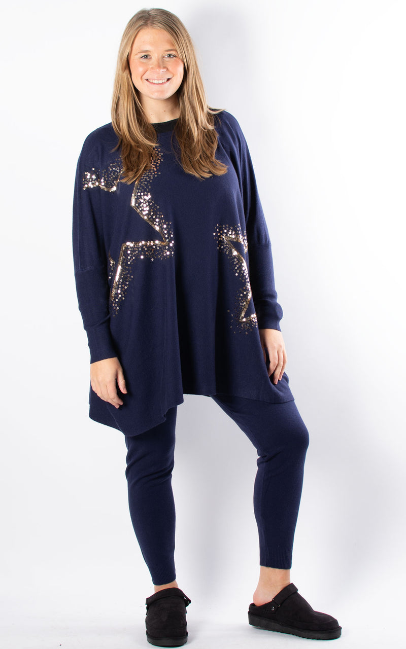 Sequin Star Lounge Set | Navy