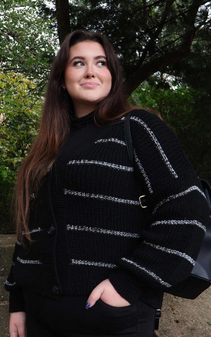 Shannon Stripe Cardigan | Black