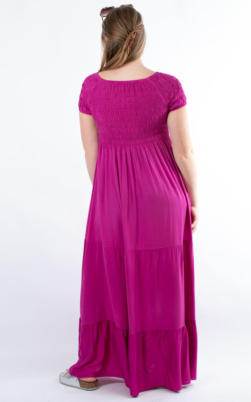 Shirred Maxi Dress | Plum