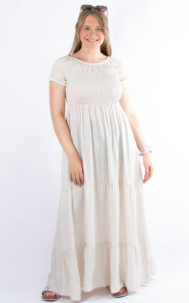 Shirred Maxi Dress | Stone