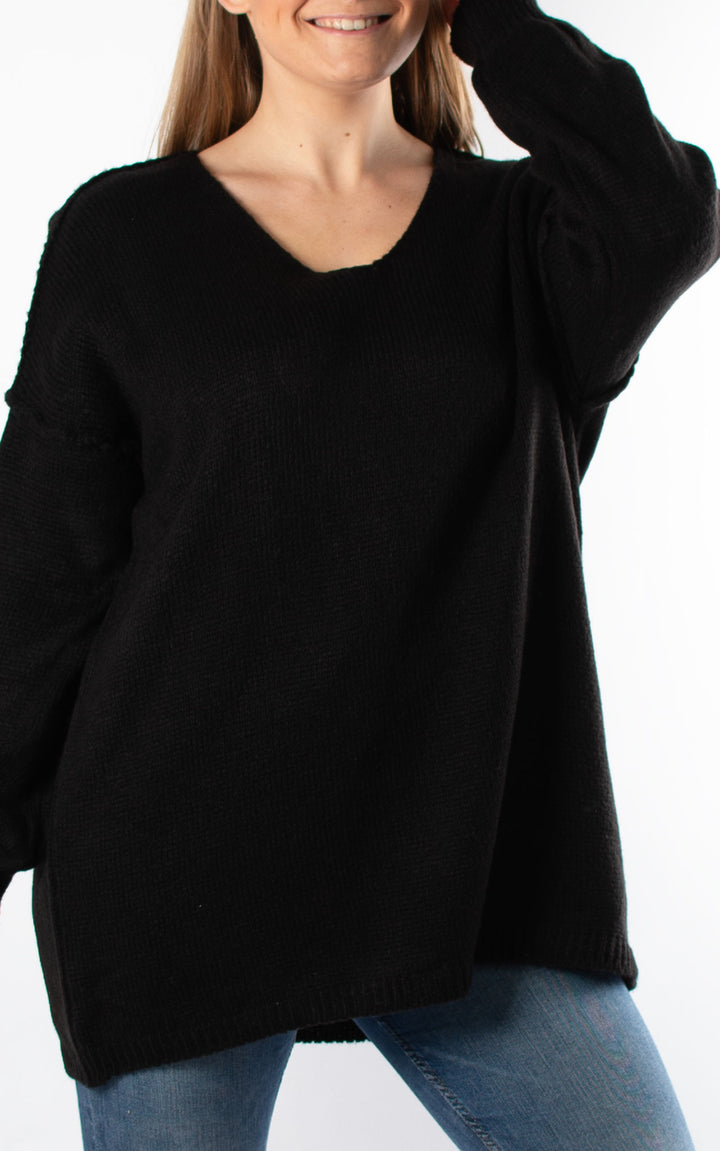 Sian V-neck Jumper | Black