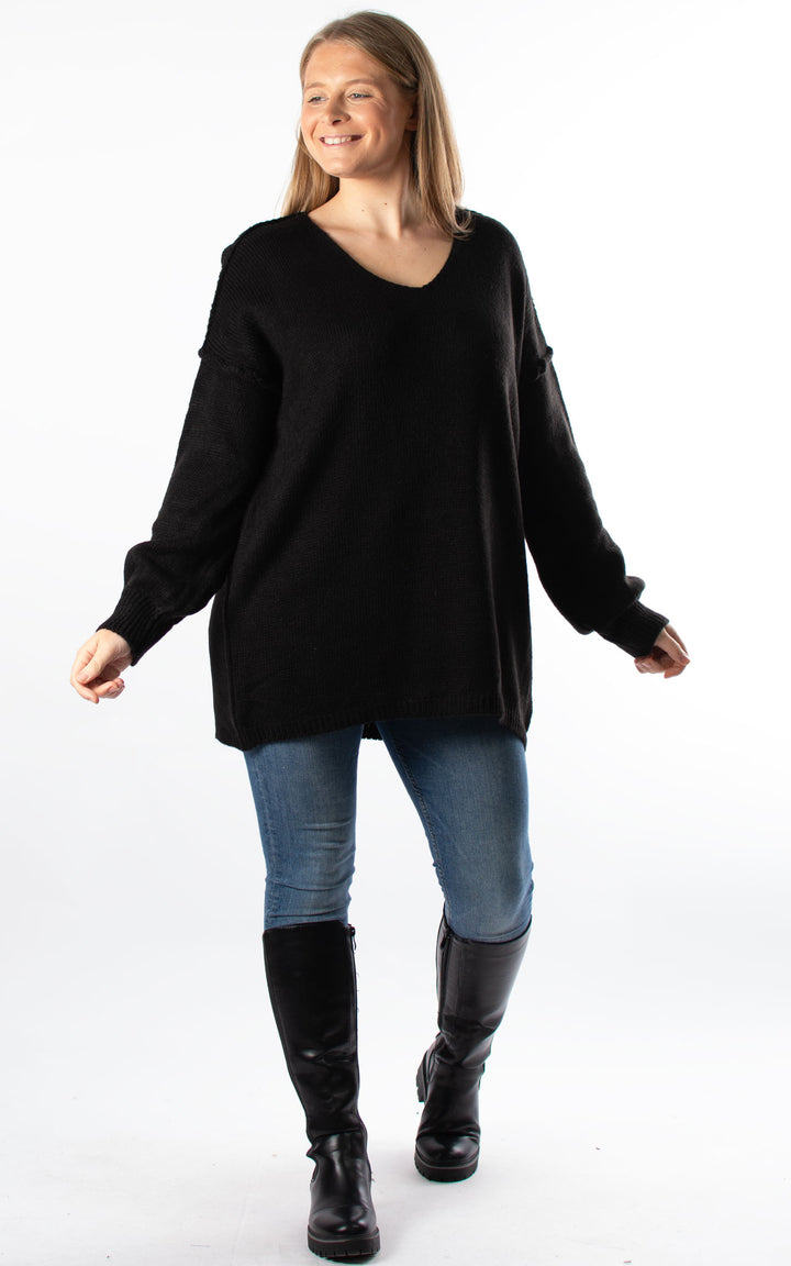Sian V-neck Jumper | Black