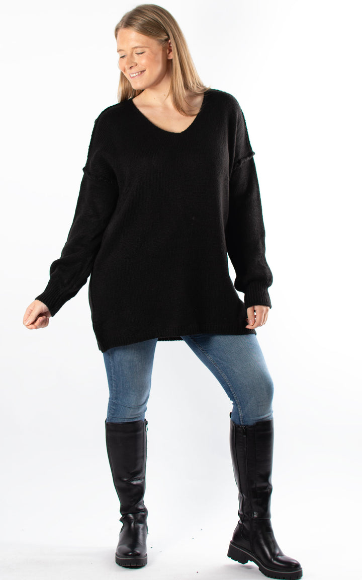 Sian V-neck Jumper | Black
