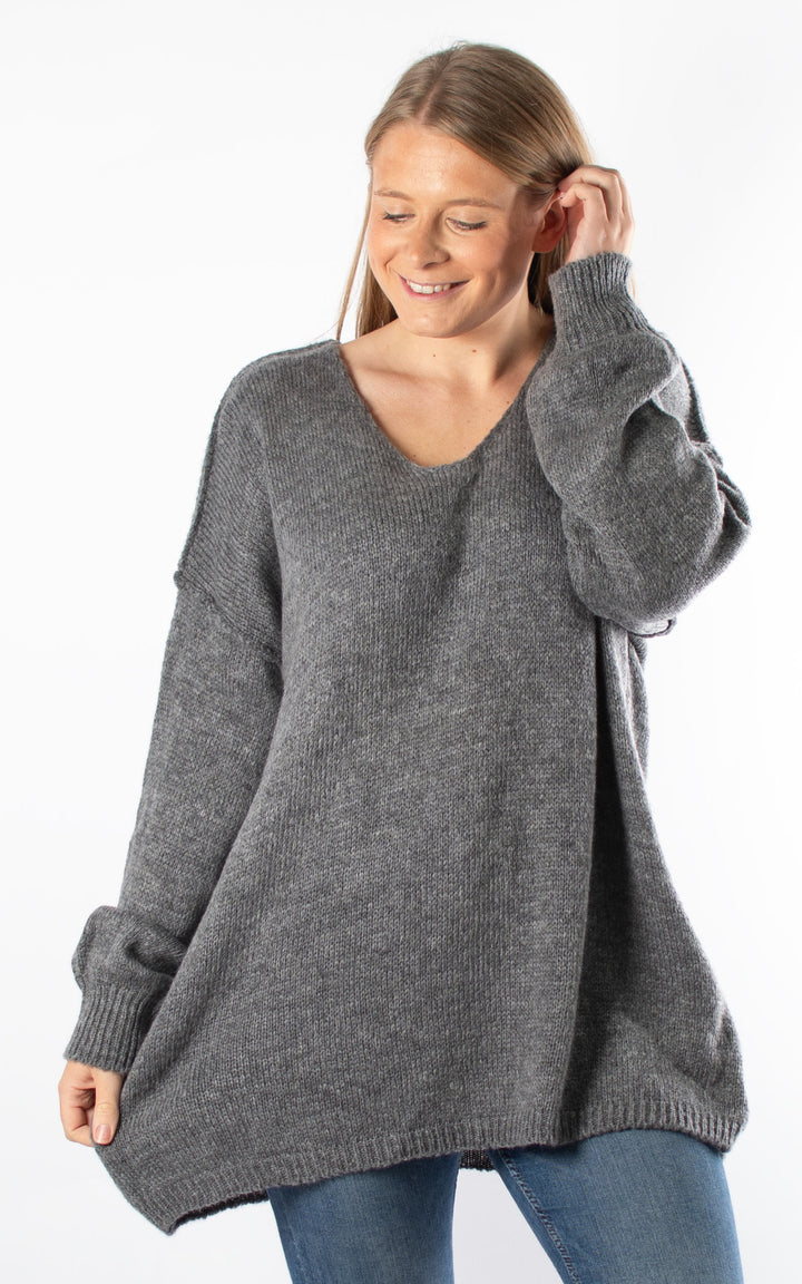 Sian V-neck Jumper | Grey