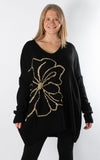 Side Flower Knit Jumper | Black