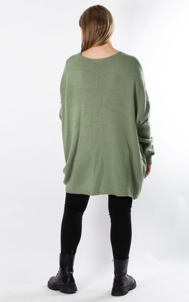 Side Flower Knit Jumper | Khaki