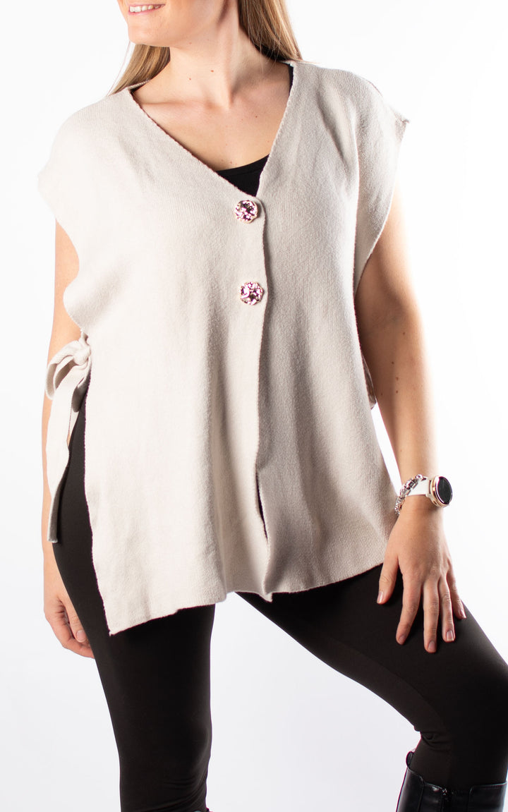 Side Tie Waistcoat | Beige