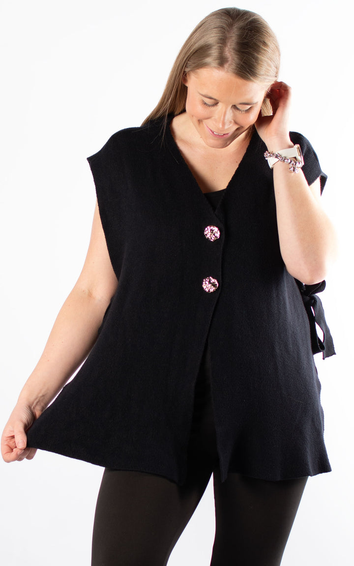 Side Tie Waistcoat | Black