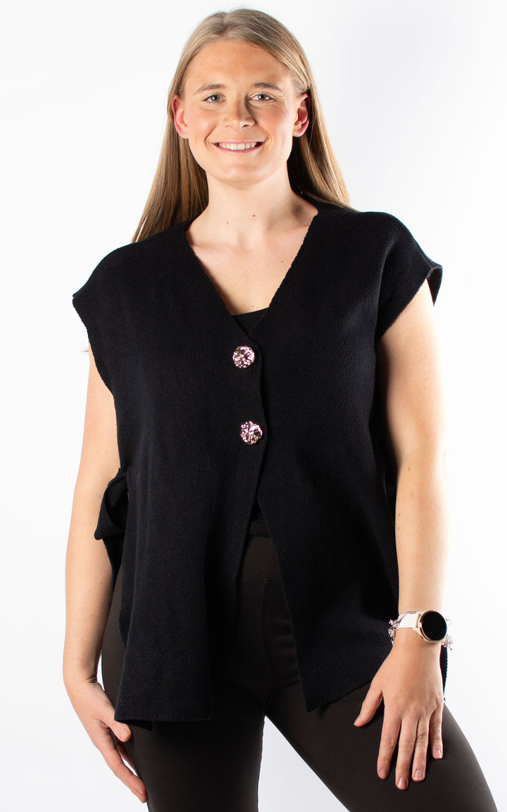 Side Tie Waistcoat | Black