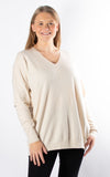 Simone Button V-neck | Beige