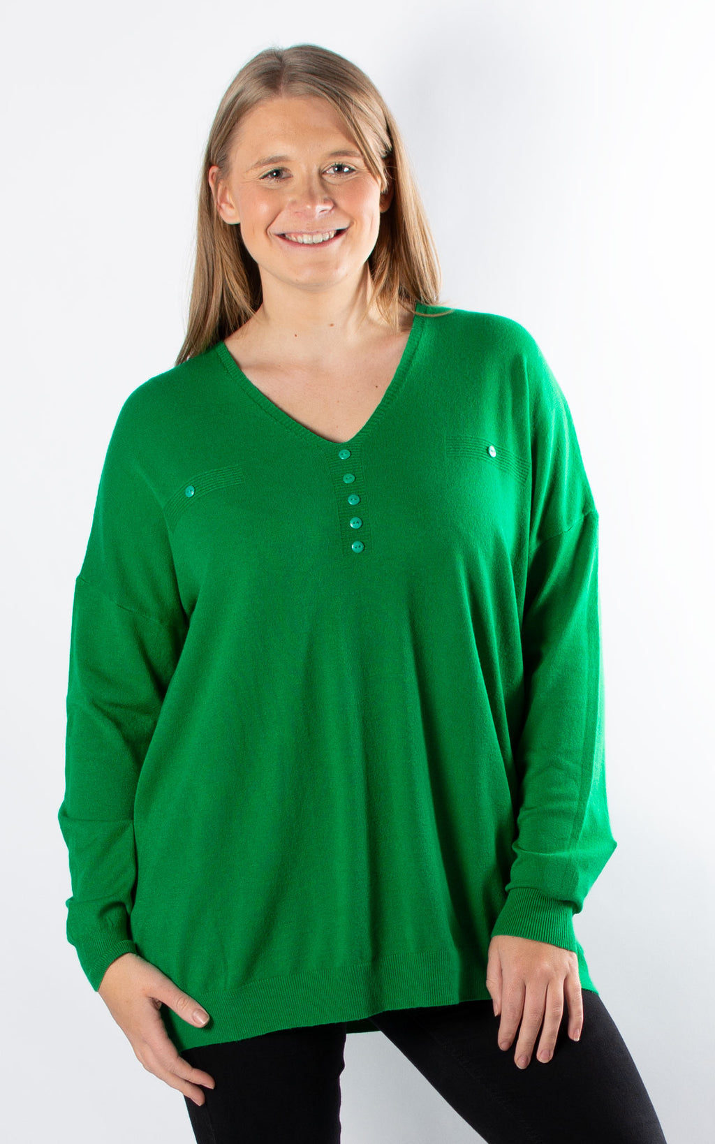 Simone Button V-neck | Green