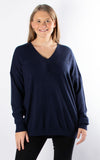 Simone Button V-neck | Navy