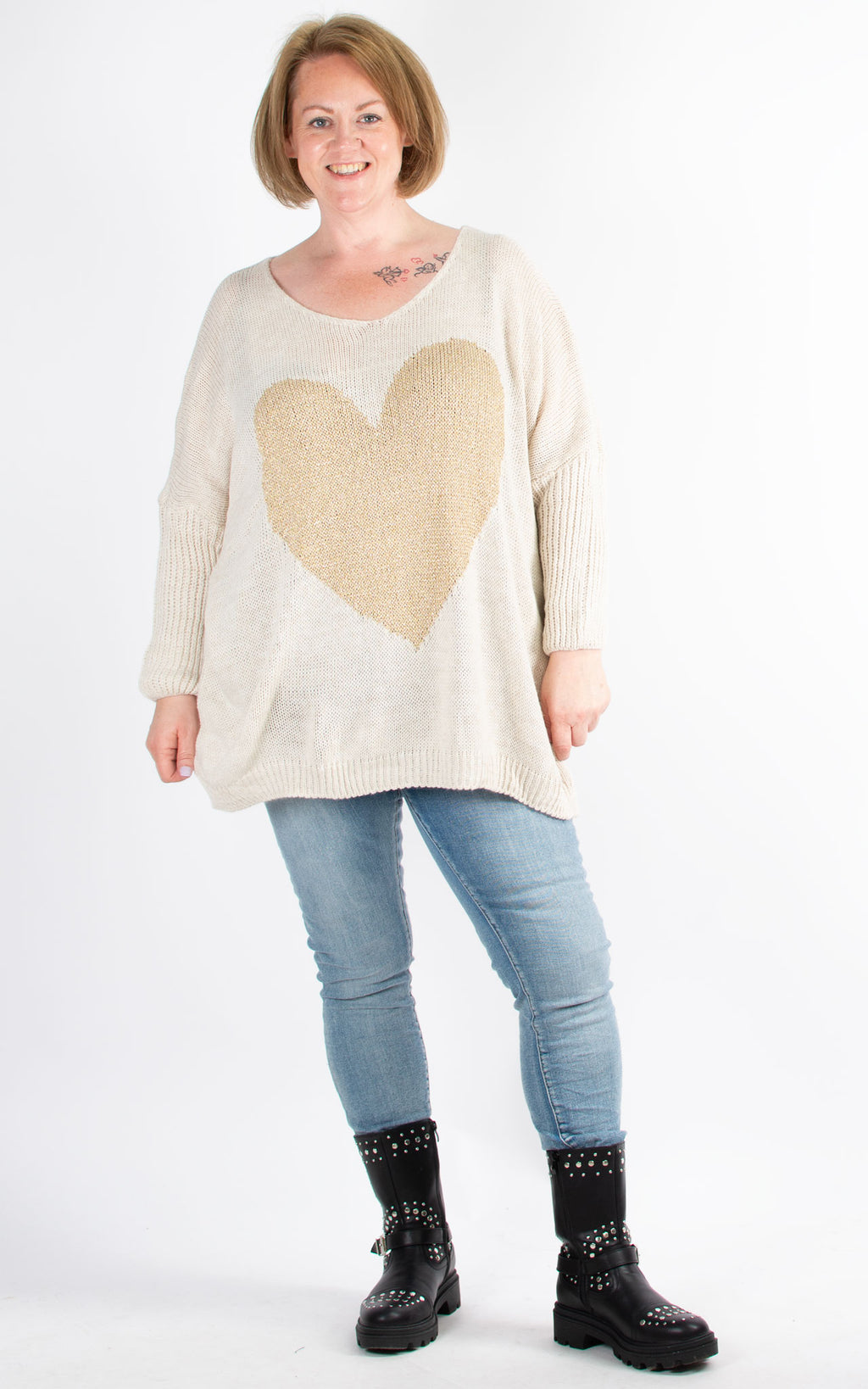 Simone Heart Jumper | Cream
