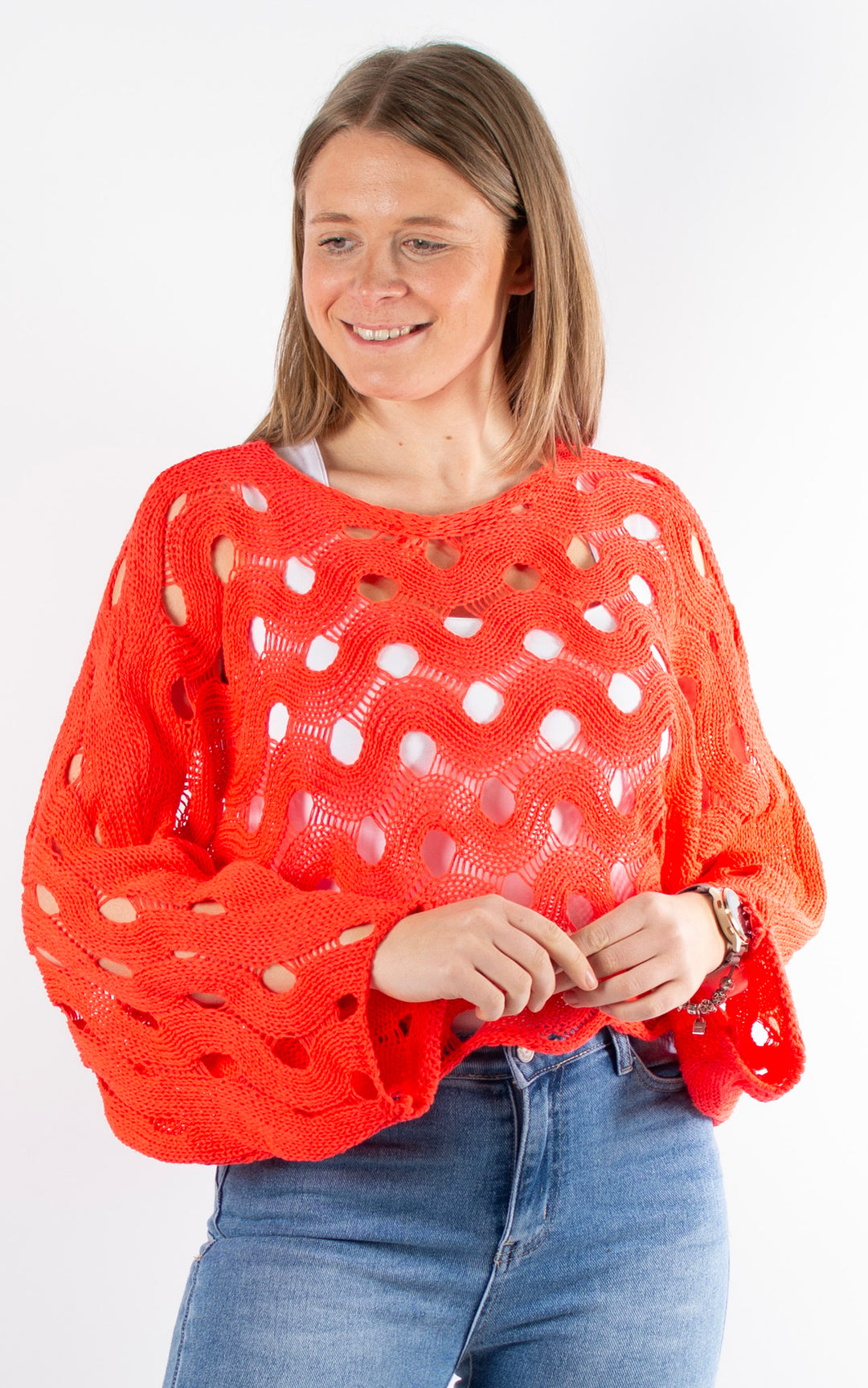Skye Crochet Jumper | Coral