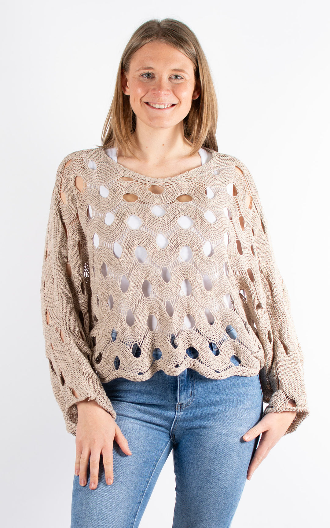 Skye Crochet Jumper | Taupe