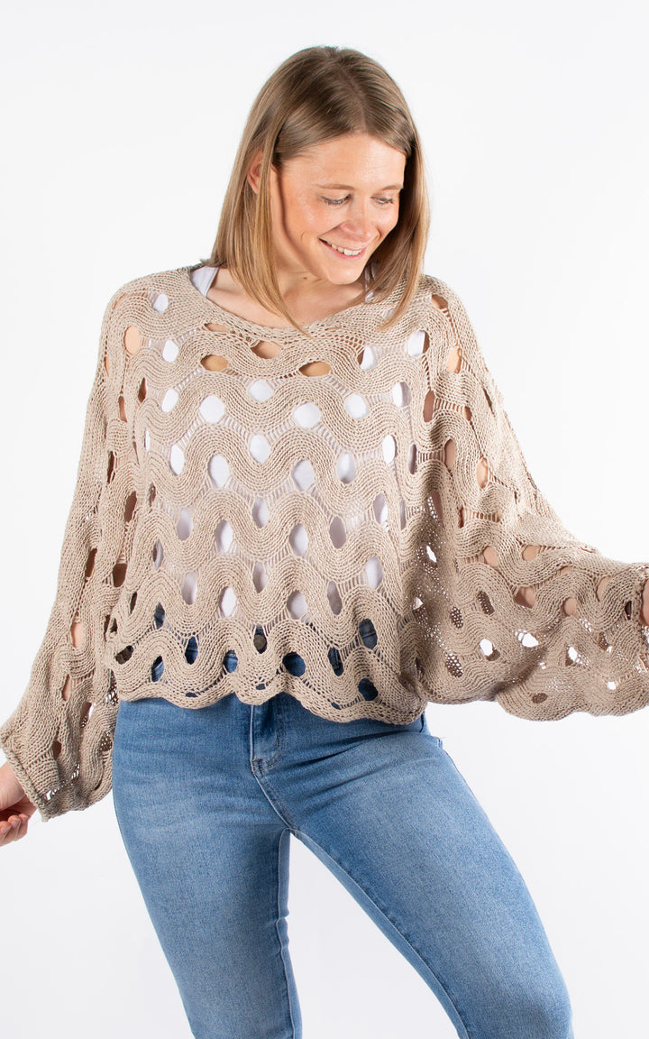 Skye Crochet Jumper | Taupe