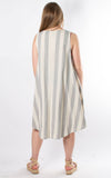 Sleeveless Stripe Dress | Grey