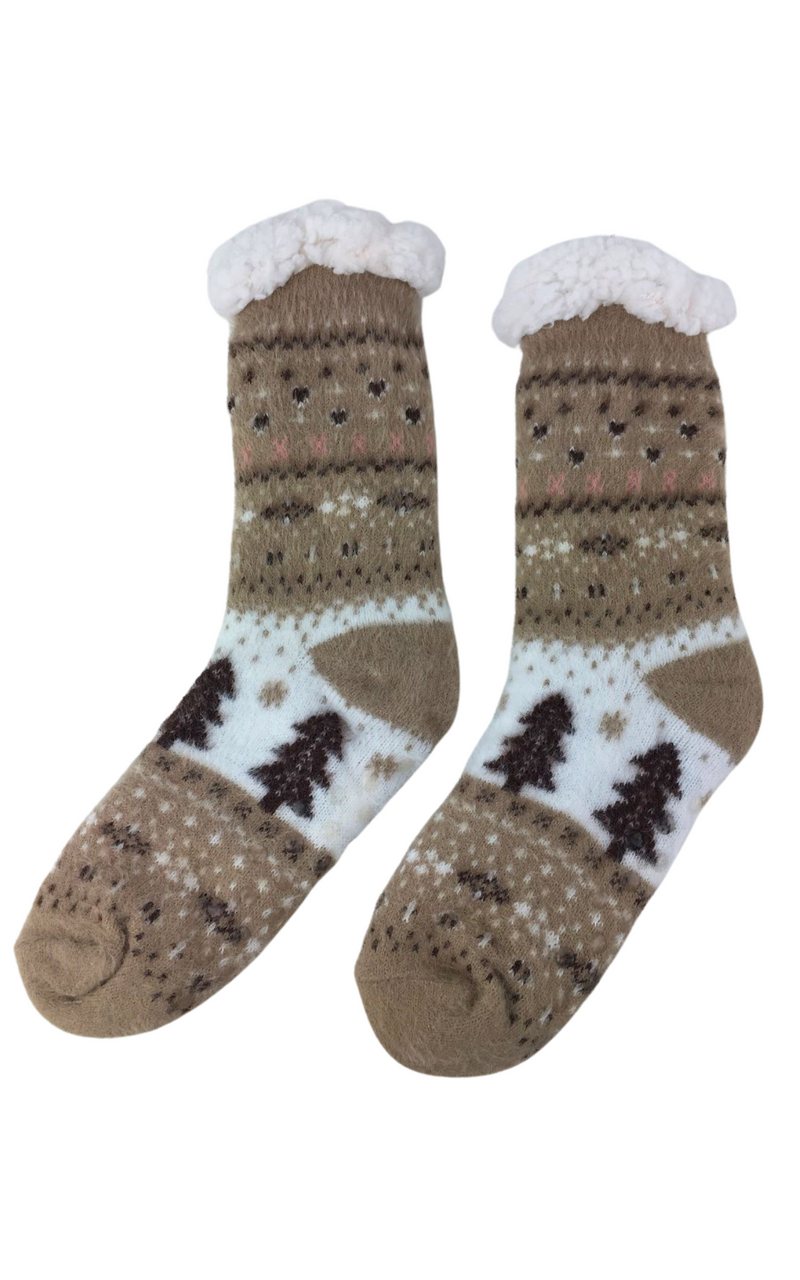 Slipper Socks | Winter Scenes | Camel