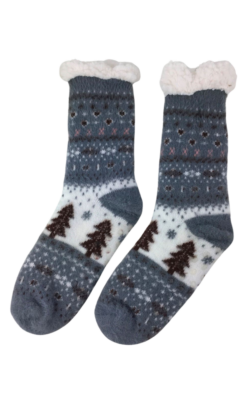 Slipper Socks | Winter Scenes | Dark Grey