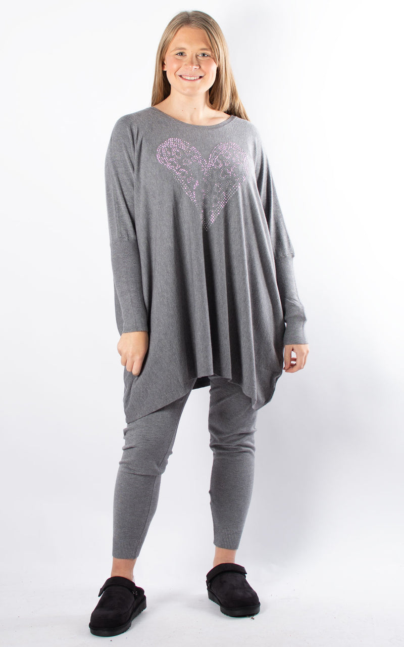 Sparkle Heart Lounge Set | Grey