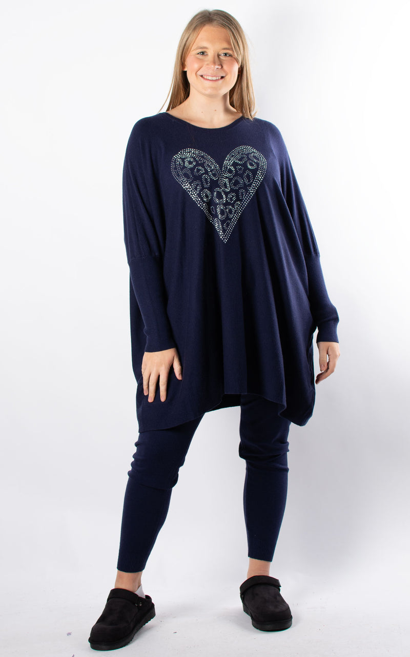 Sparkle Heart Lounge Set | Navy