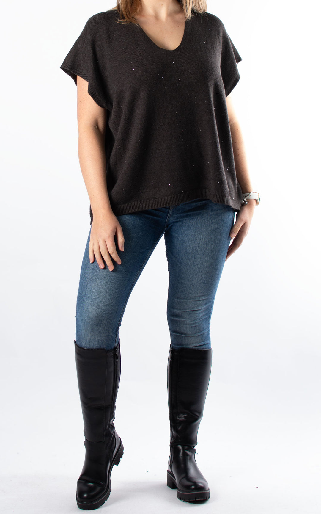 Sparkle V-Neck | Chocolate