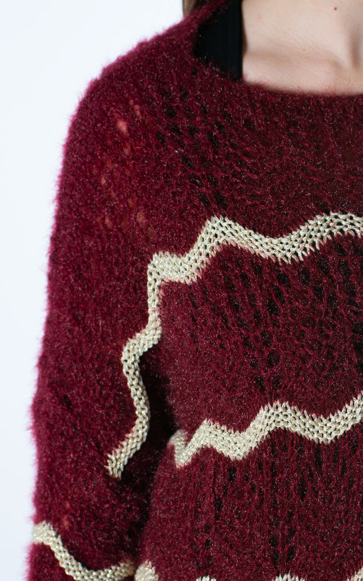 Sparkle Wave Knit | Burgundy