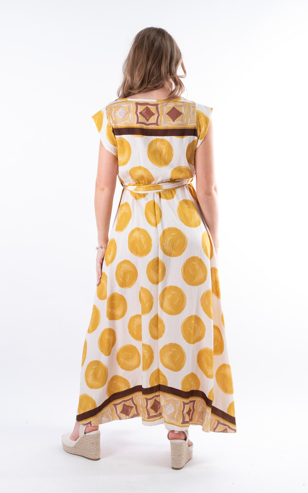 Spotty Cowl Neck Dress | Yellow