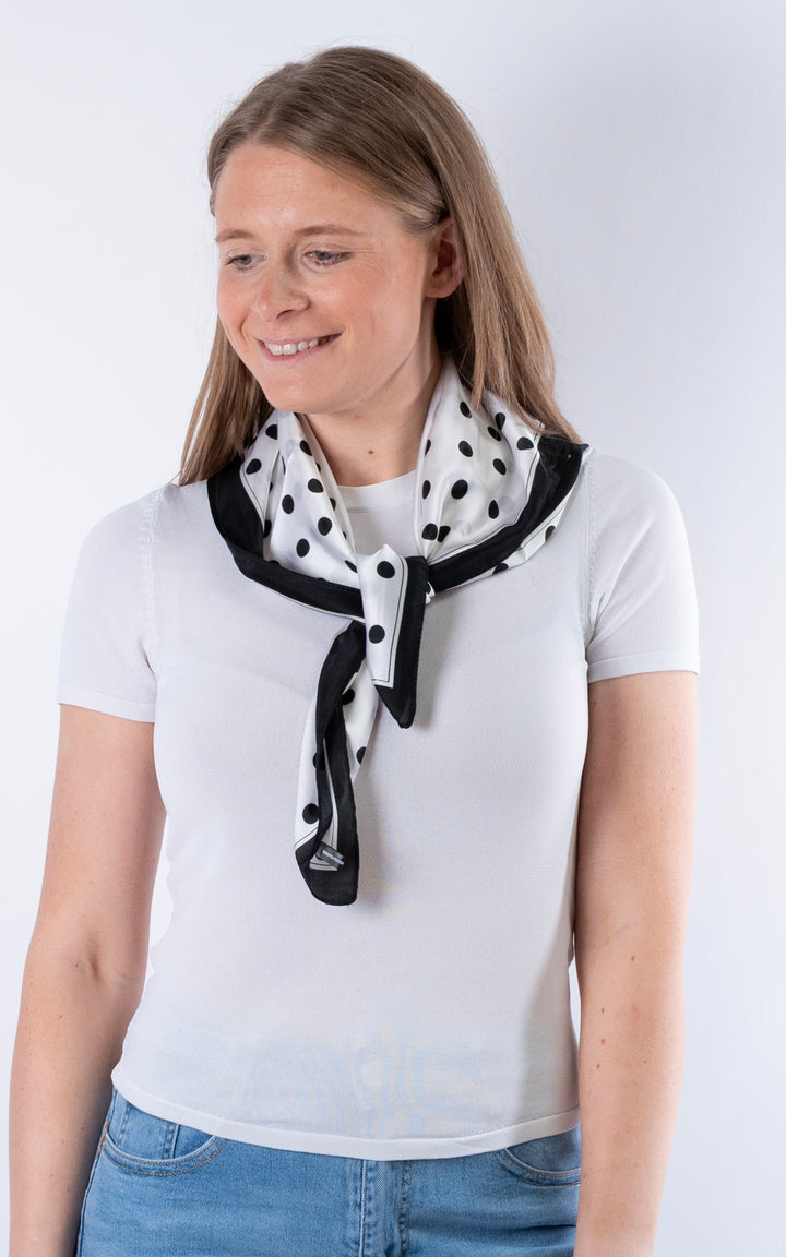 Square Pattern Scarf | Black Polka Dot