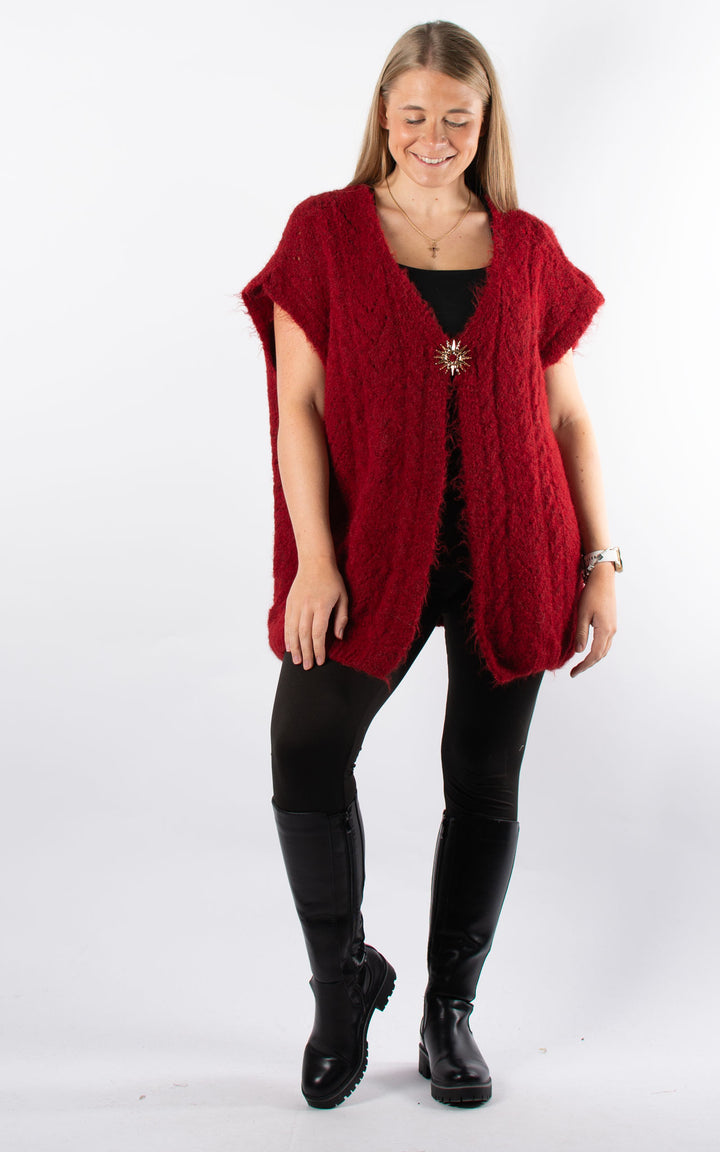Star Brooch Waistcoat | Burgundy
