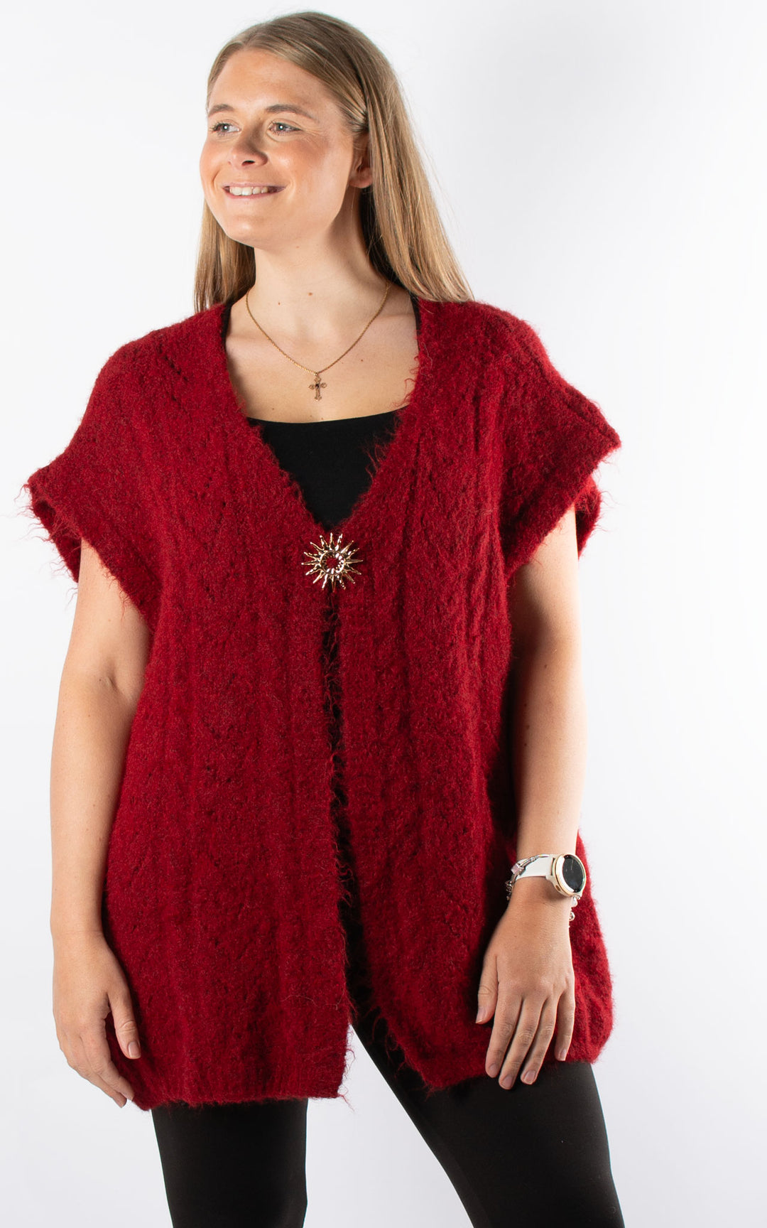 Star Brooch Waistcoat | Burgundy