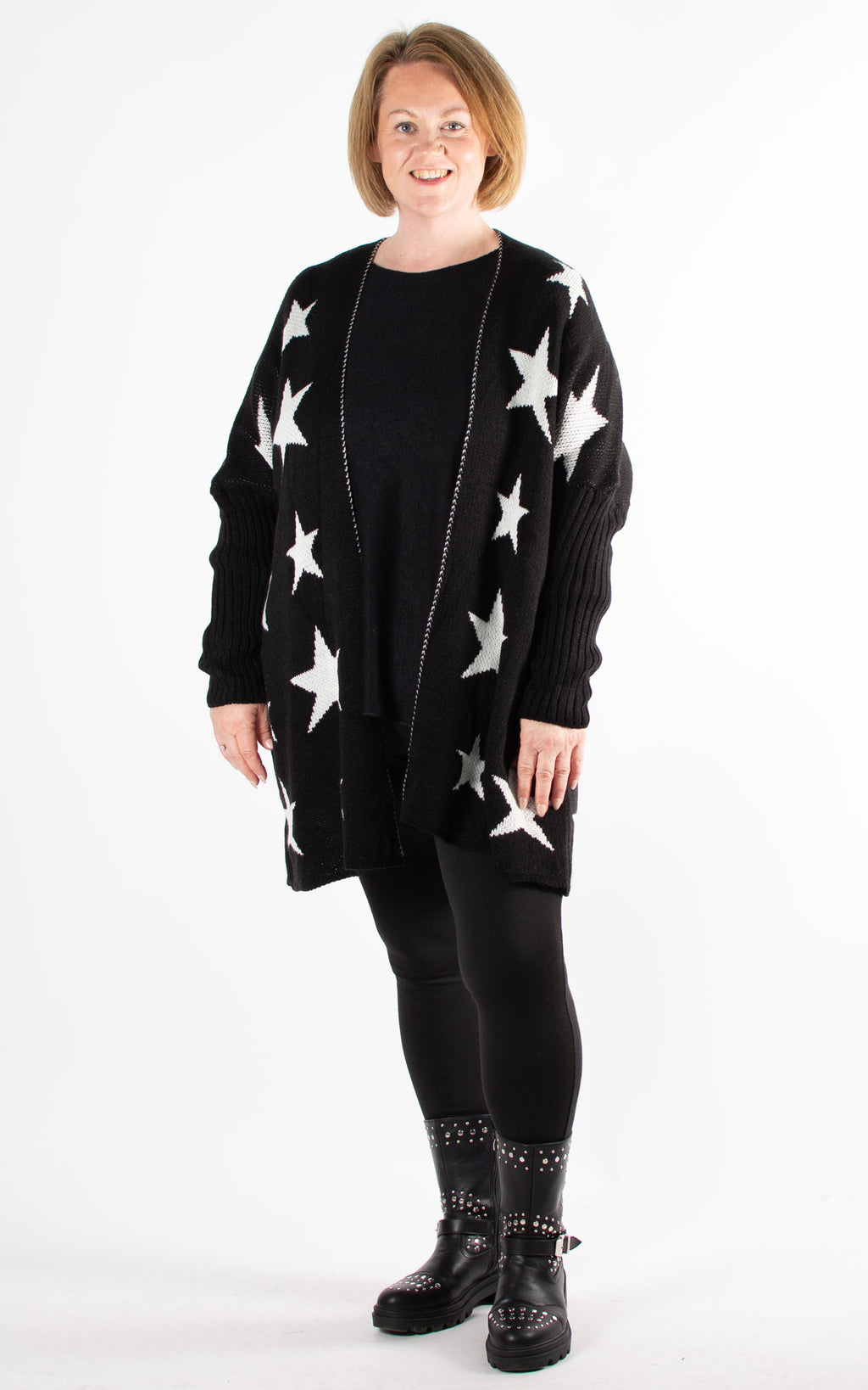 Star Pattern Cardigan | Black & White