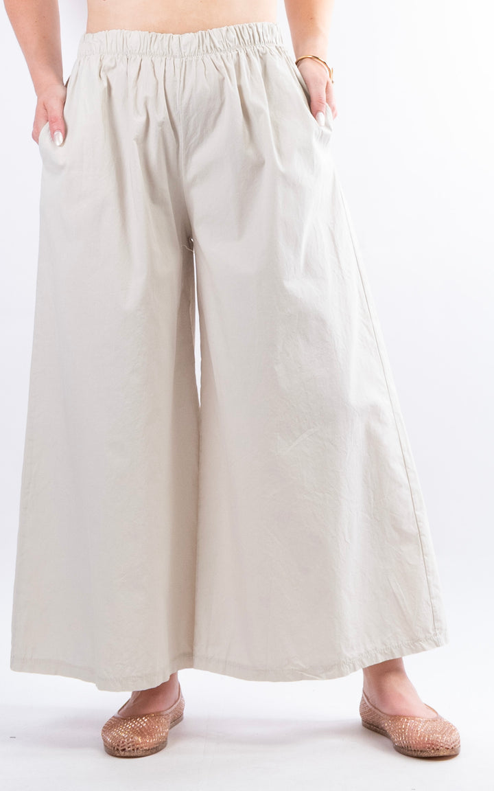 Stretch Wide Leg Trouser | Beige