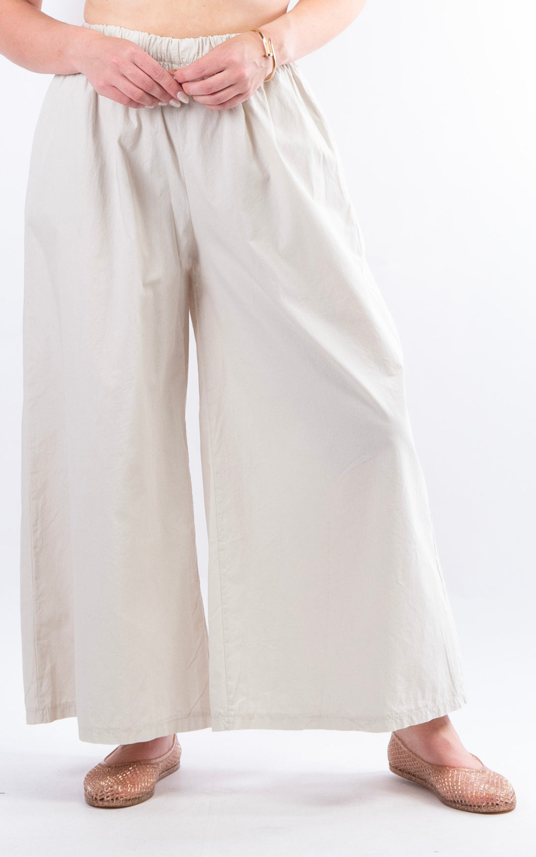 Stretch Wide Leg Trouser | Beige