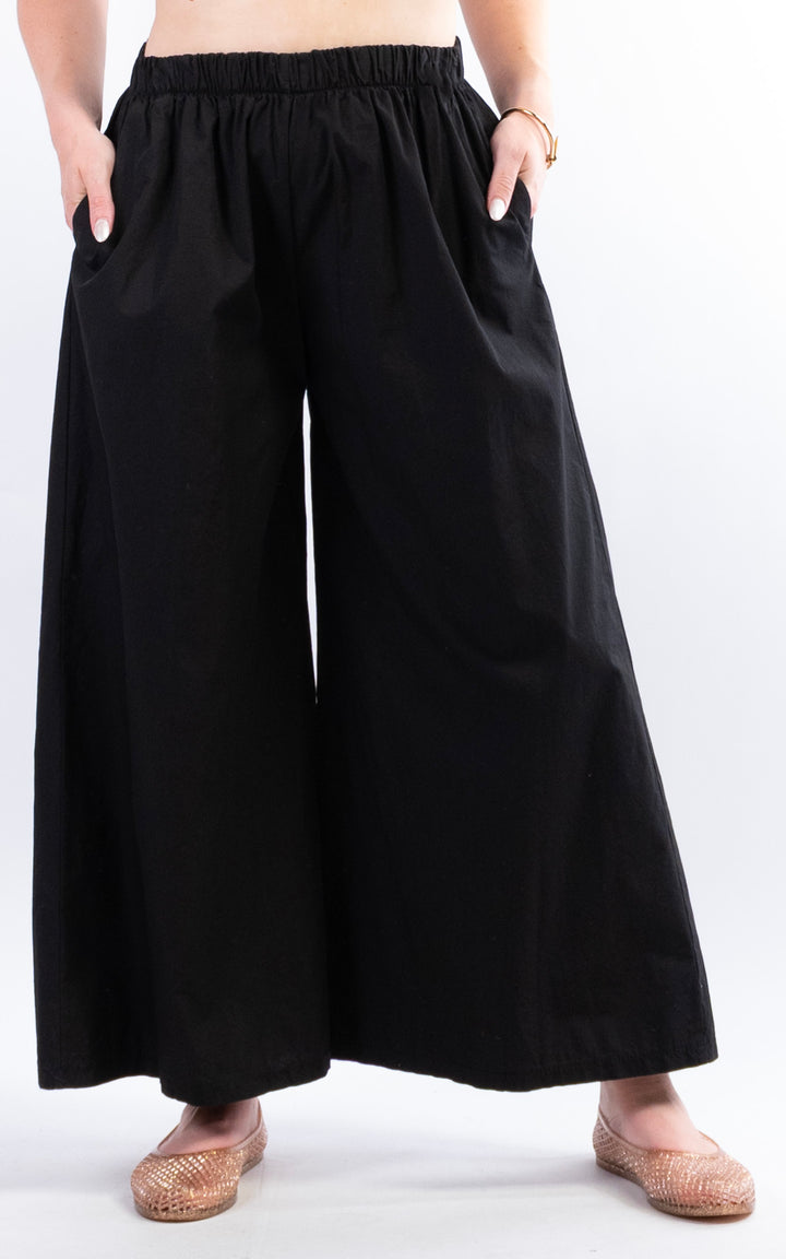Stretch Wide Leg Trouser | Black