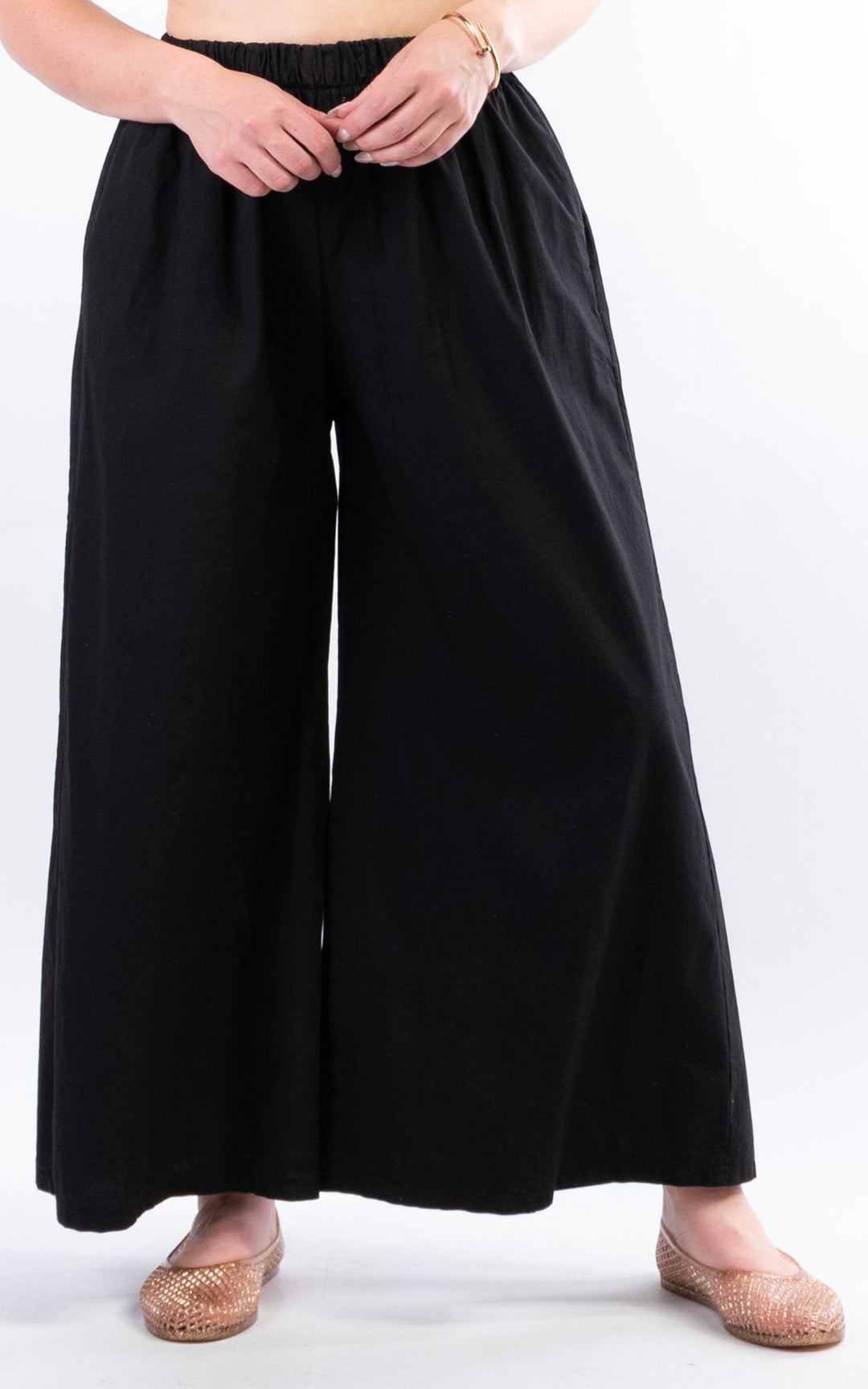 Stretch Wide Leg Trouser | Black