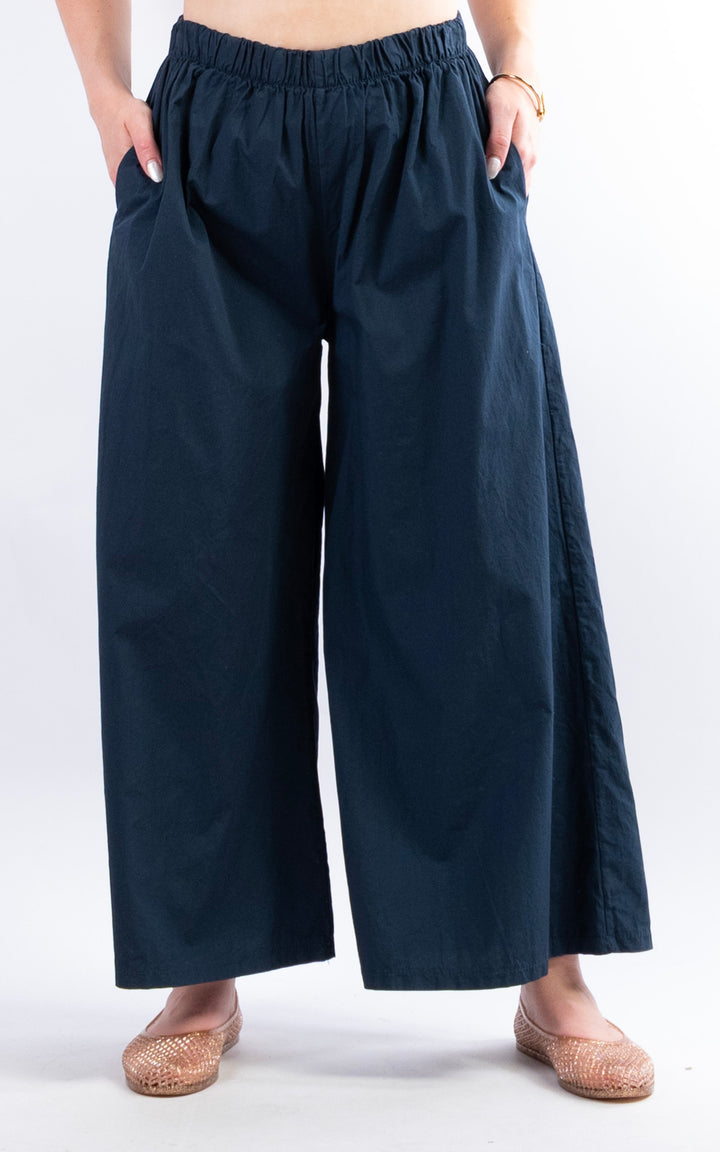 Stretch Wide Leg Trouser | Navy