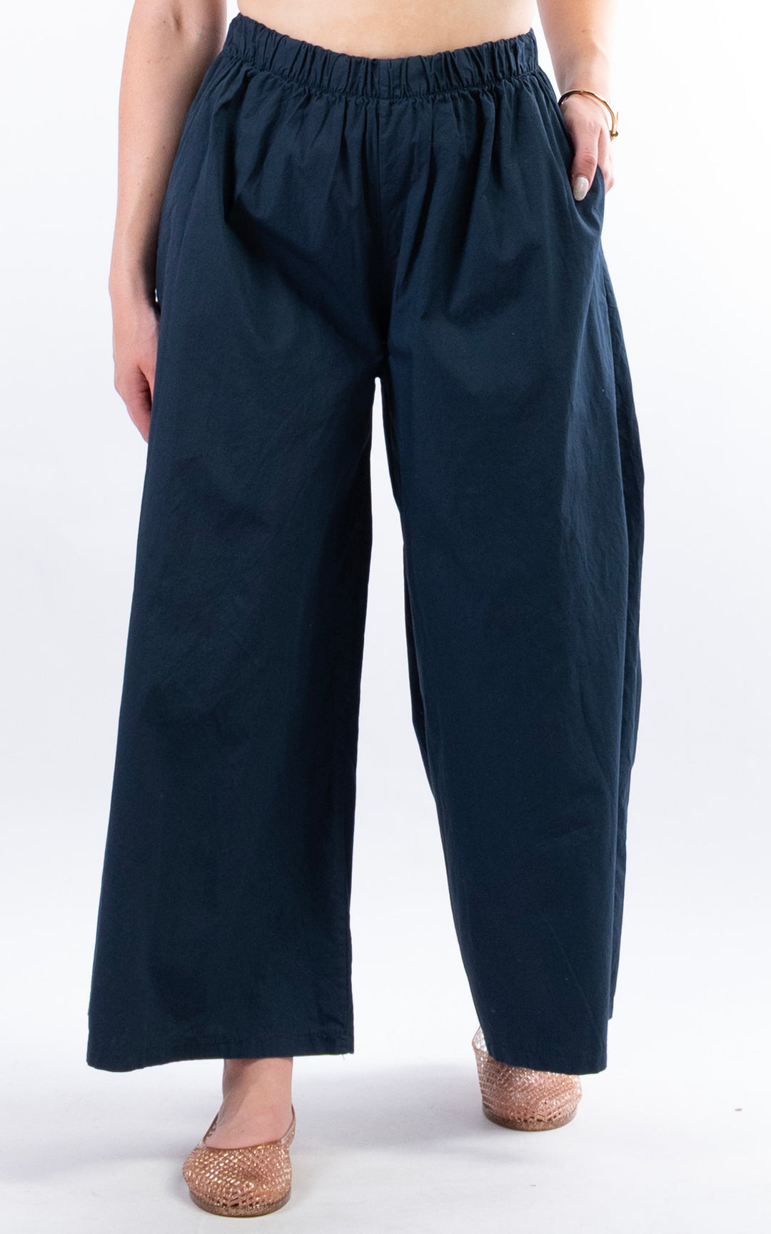 Stretch Wide Leg Trouser | Navy