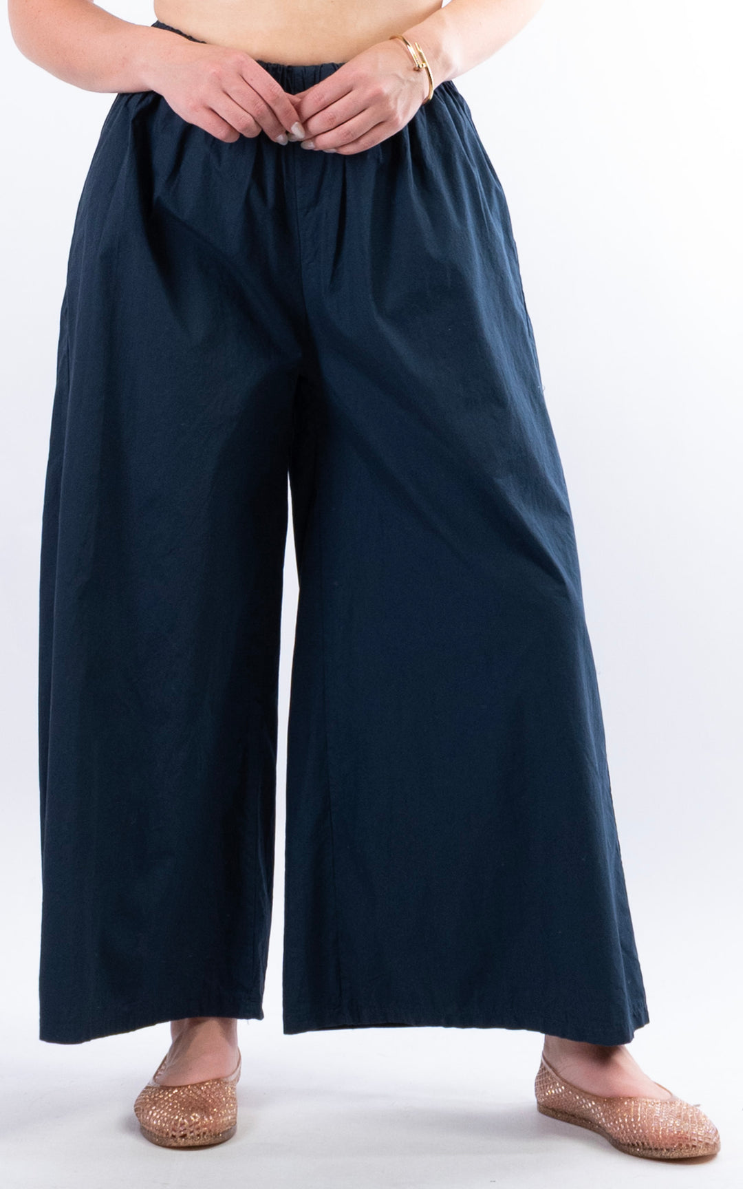 Stretch Wide Leg Trouser | Navy