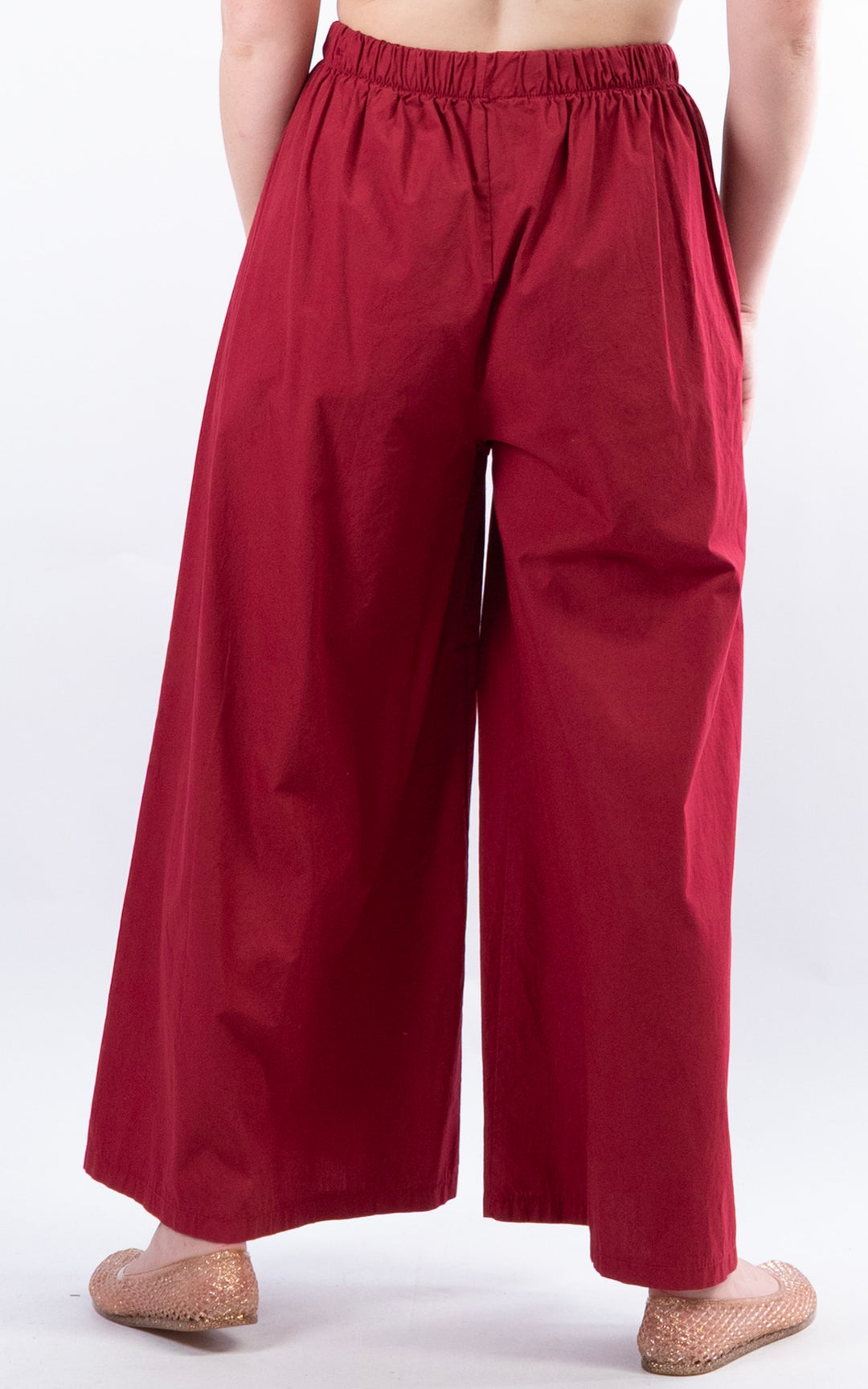 Stretch Wide Leg Trouser | Wine