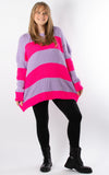 Stripe Knit Jumper | Lilac & Neon Pink