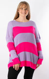 Stripe Knit Jumper | Lilac & Neon Pink