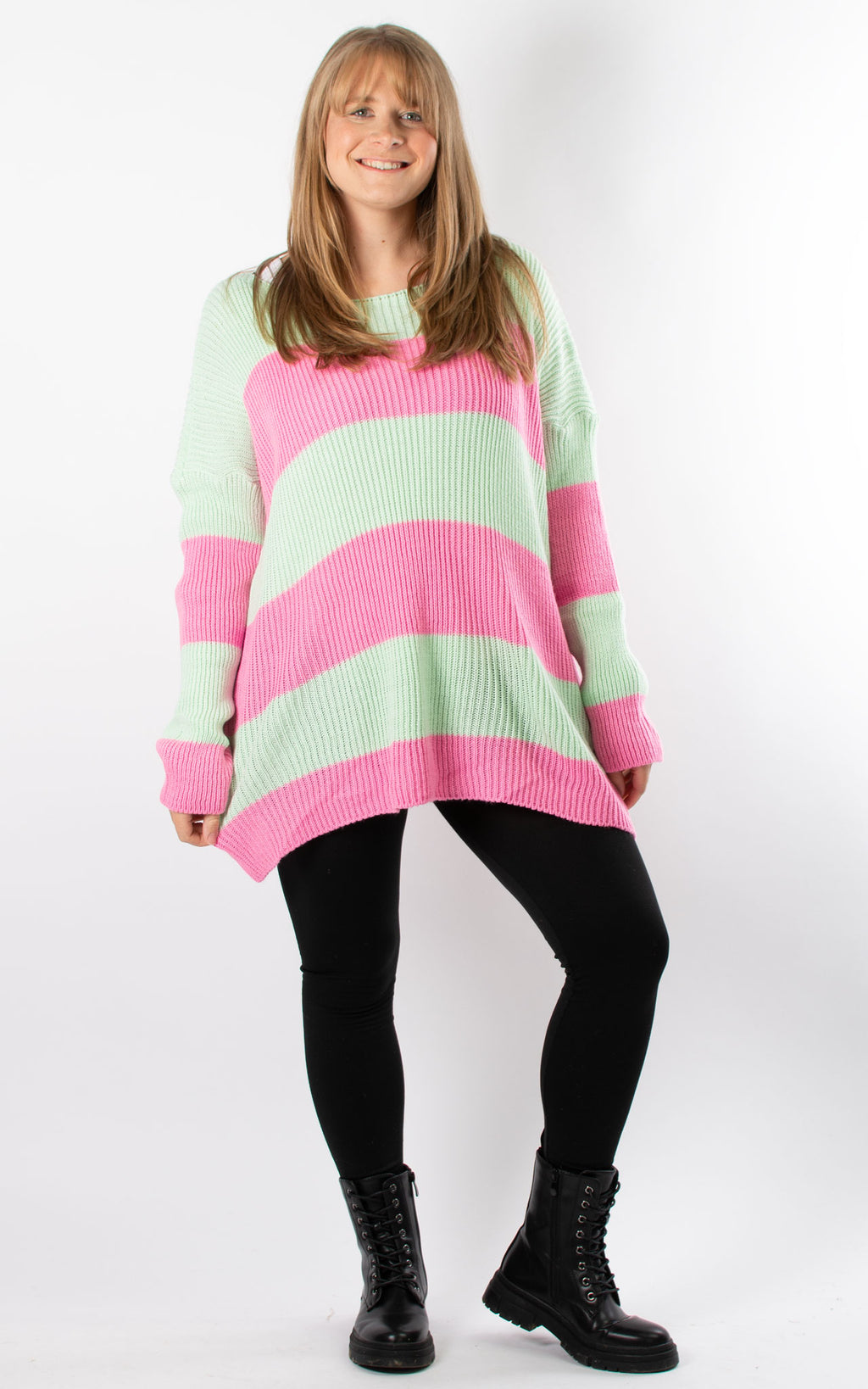 Stripe Knit Jumper | Mint & Pink