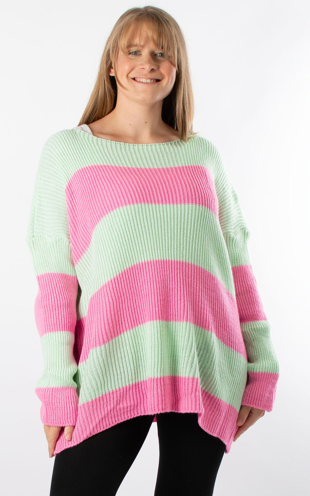 Stripe Knit Jumper | Mint & Pink