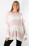 Stripe Knit Jumper | Pale Pink & Winter White