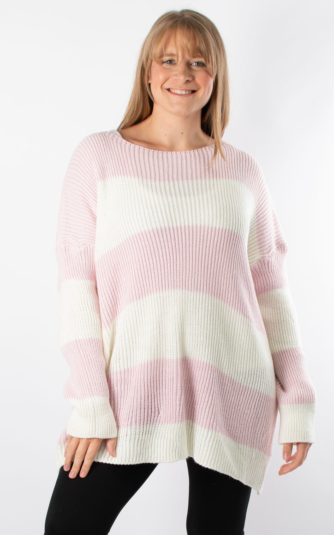 Pink and white striped jumper best sale