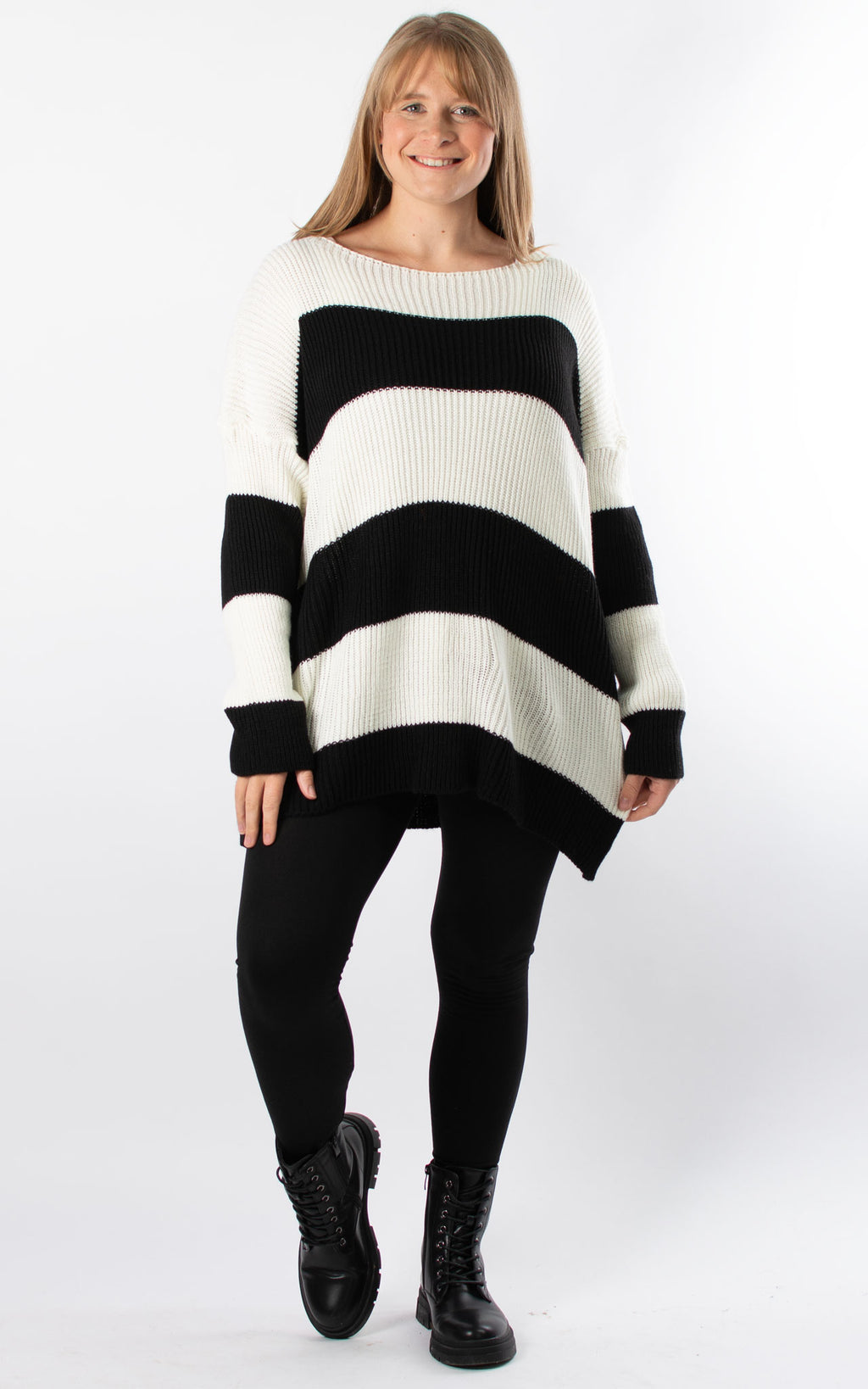 Stripe Knit Jumper | Winter White & Black