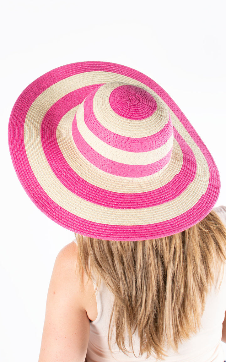 Stripy Sun Hat | Hot Pink