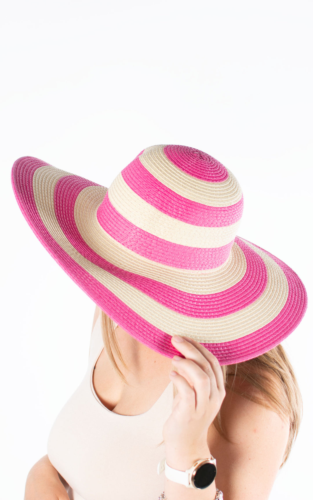 Stripy Sun Hat | Hot Pink